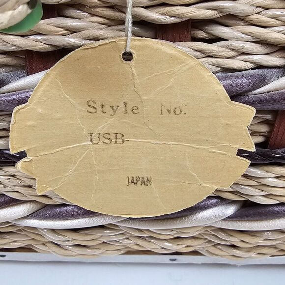 Sewing Notions Box Craft Basket Vintage Woven Wicker Floral Retro Mid Century - Picture 5 of 15